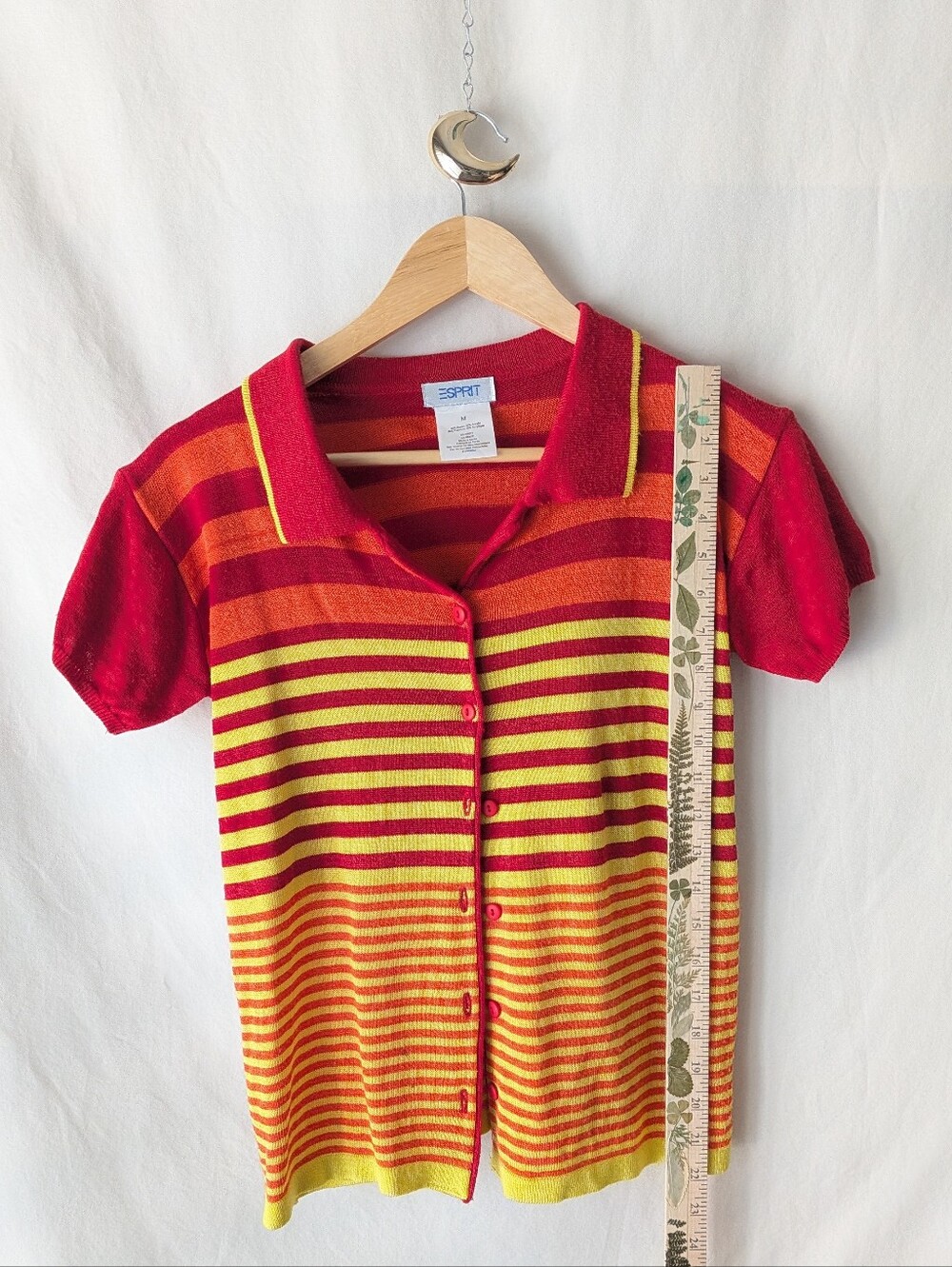 Esprit Red & Yellow Striped Polo Cardigan - Picture 7 of 7